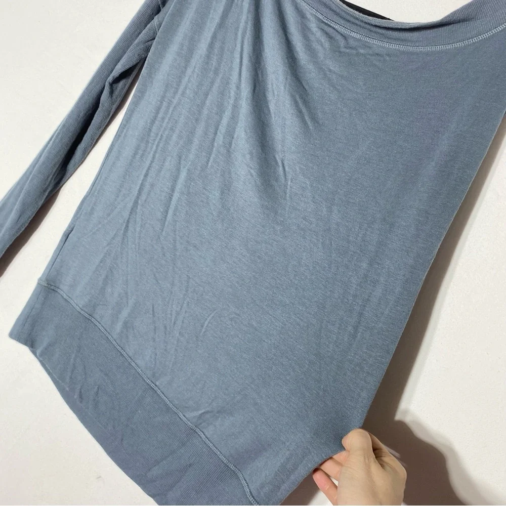 Athleta Metropolis Grey Boat Neck Long Sleeve Activewear Loungewear Top S - Picture 10 of 16